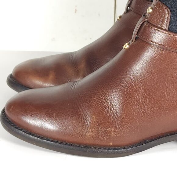 TORY BURCH Women's Eloise US5M Brown Wool Leather Logo Knee High Riding Boots - Picture 16 of 16